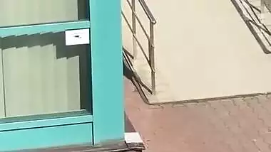 Crazy and horny girl masturbating outdoor