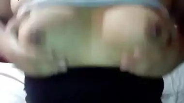 Busty indian girl shows big boobs and dark nipples