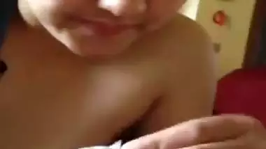 Cute Punjabi cousin sister sucking dick with boobs show