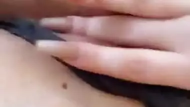 Beautiful Big Boobs Girl fingering her pussy in Selfie Video