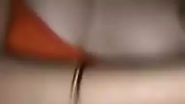 Desi aunty blushes during boob press