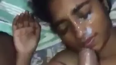 Tamil girl facialed with hot cum