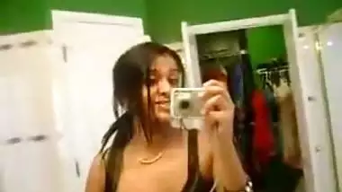 Lovely girl showing tits to lover on skype