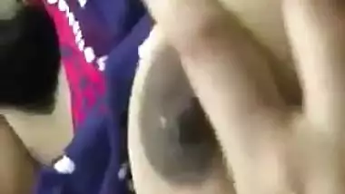 Milk squeezing out of boobs by Bengali bhabhi
