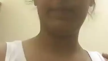 Sexy figure Desi girl striptease show on selfie cam