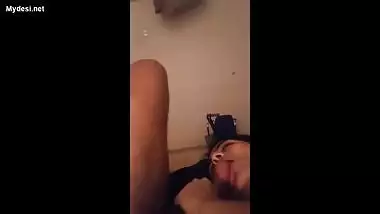 Housewife sucking her husband cock late night sex