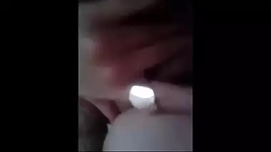Big boobs college girl plays with her tight pink pussy
