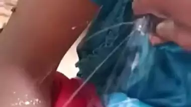 Hubby squeezes milk from big XXX tits of his Desi wife for the cam
