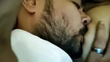 Licking and tickling boobs of beautiful GF