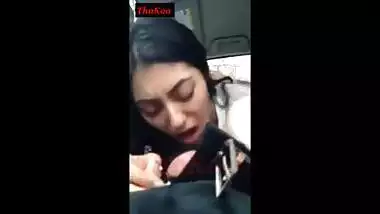 NRI desi girl hot blowjob inside car outside city
